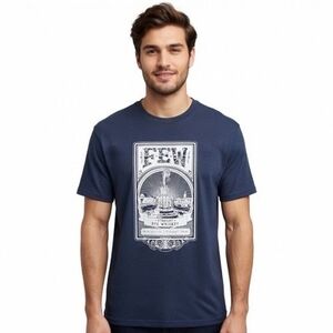 Few Rye Whiskey Blue Graphic T-Shirt Men's Medium Crew Neck Cotton Blend New